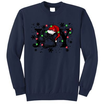 Joy Dog Paw Print Merry Christmas Dog Lover Gift Tall Sweatshirt