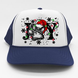 Joy Dog Paw Print Merry Christmas Dog Lover Gift Trucker Hat