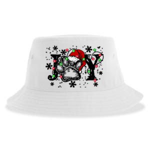 Joy Dog Paw Print Merry Christmas Dog Lover Gift Sustainable Bucket Hat