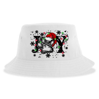 Joy Dog Paw Print Merry Christmas Dog Lover Gift Sustainable Bucket Hat