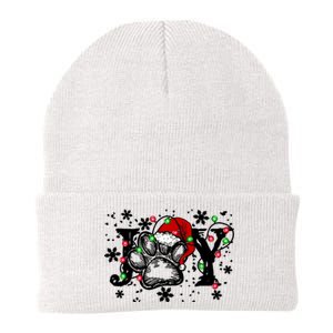 Joy Dog Paw Print Merry Christmas Dog Lover Gift Knit Cap Winter Beanie