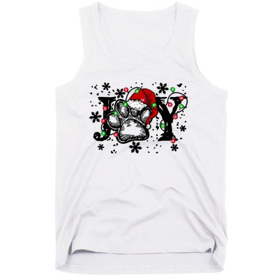 Joy Dog Paw Print Merry Christmas Dog Lover Gift Tank Top