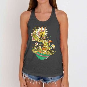 Japanese Dishes Ra Noodles Egg Ramentic Dragon Women's Knotted Racerback Tank