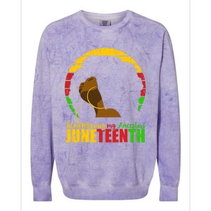 Juneteenth Design Remembering My Ancestors Black Freedom Colorblast Crewneck Sweatshirt