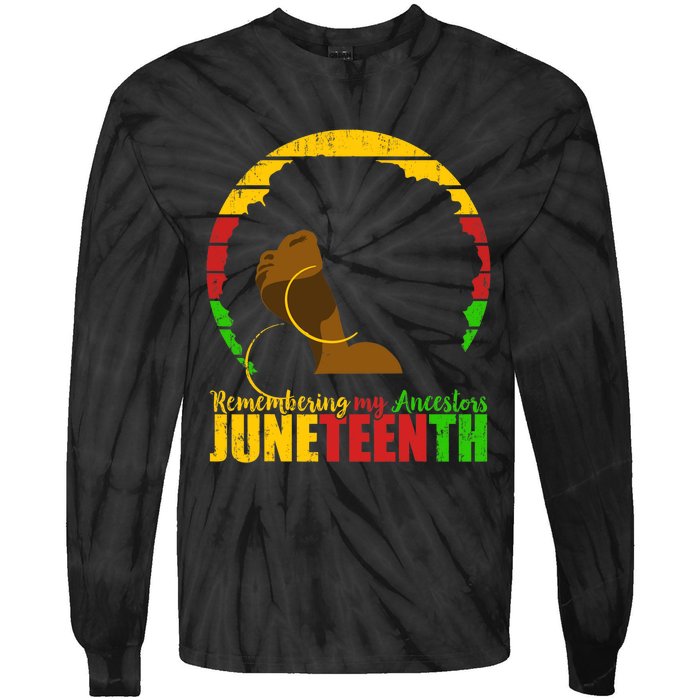 Juneteenth Design Remembering My Ancestors Black Freedom Tie-Dye Long Sleeve Shirt