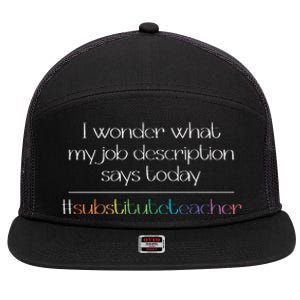 Job Description Substitute Teacher 7 Panel Mesh Trucker Snapback Hat