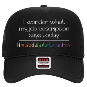 Job Description Substitute Teacher High Crown Mesh Back Trucker Hat