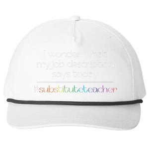 Job Description Substitute Teacher Snapback Five-Panel Rope Hat