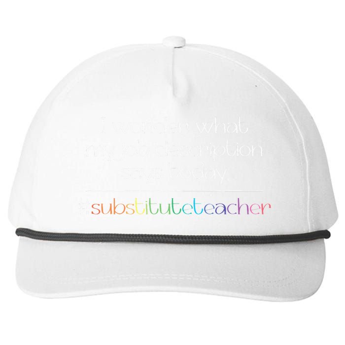 Job Description Substitute Teacher Snapback Five-Panel Rope Hat