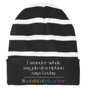 Job Description Substitute Teacher Striped Beanie with Solid Band