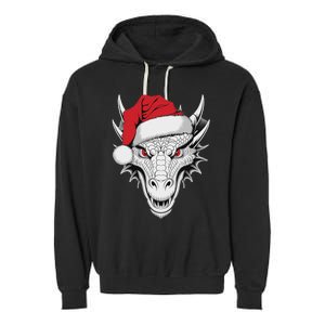 Joyful Dragon Santa On Dragon Christmas Garment-Dyed Fleece Hoodie