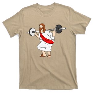 Jesus Doing Squats Jesus Gym T-Shirt