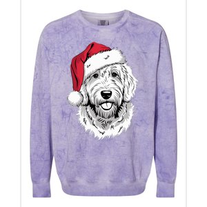 Joyful Doodle Santa Dog On Golden Doodle Christmas Colorblast Crewneck Sweatshirt