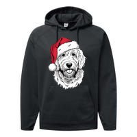 Joyful Doodle Santa Dog On Golden Doodle Christmas Performance Fleece Hoodie