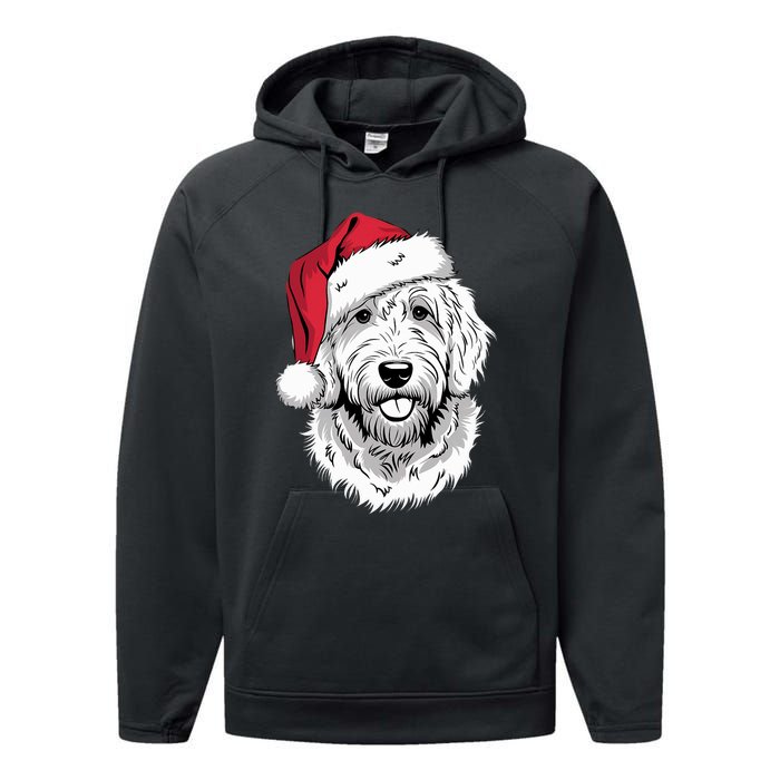 Joyful Doodle Santa Dog On Golden Doodle Christmas Performance Fleece Hoodie