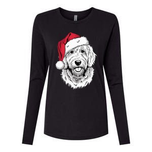 Joyful Doodle Santa Dog On Golden Doodle Christmas Womens Cotton Relaxed Long Sleeve T-Shirt