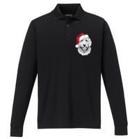 Joyful Doodle Santa Dog On Golden Doodle Christmas Performance Long Sleeve Polo