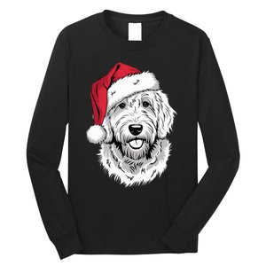 Joyful Doodle Santa Dog On Golden Doodle Christmas Long Sleeve Shirt