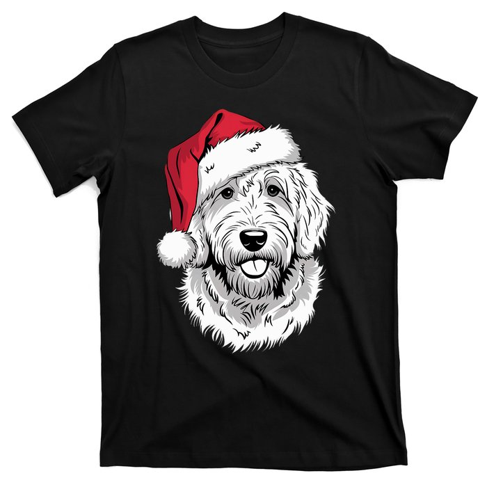 Joyful Doodle Santa Dog On Golden Doodle Christmas T-Shirt