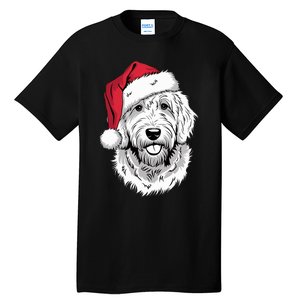 Joyful Doodle Santa Dog On Golden Doodle Christmas Tall T-Shirt