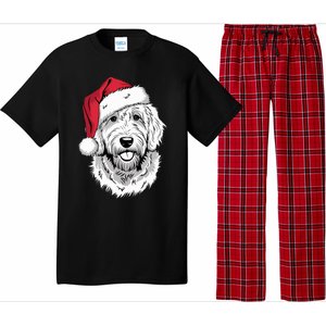 Joyful Doodle Santa Dog On Golden Doodle Christmas Pajama Set