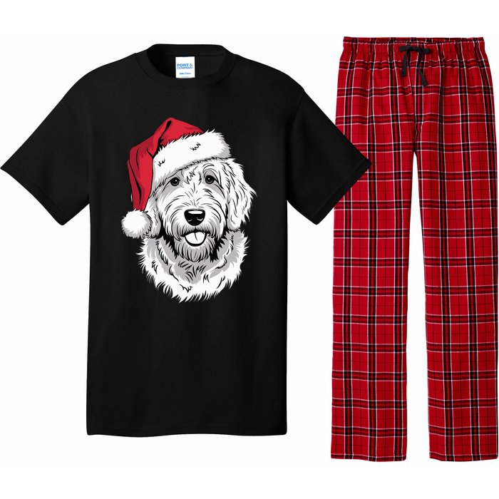 Joyful Doodle Santa Dog On Golden Doodle Christmas Pajama Set