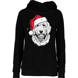 Joyful Doodle Santa Dog On Golden Doodle Christmas Womens Funnel Neck Pullover Hood