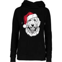 Joyful Doodle Santa Dog On Golden Doodle Christmas Womens Funnel Neck Pullover Hood