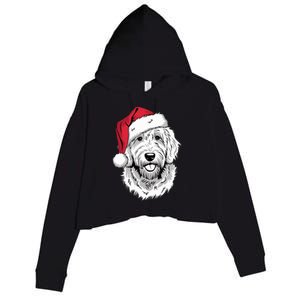 Joyful Doodle Santa Dog On Golden Doodle Christmas Crop Fleece Hoodie