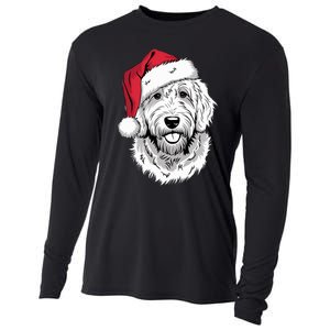 Joyful Doodle Santa Dog On Golden Doodle Christmas Cooling Performance Long Sleeve Crew