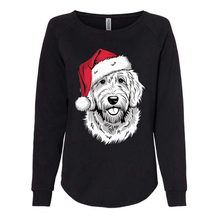 Joyful Doodle Santa Dog On Golden Doodle Christmas Womens California Wash Sweatshirt