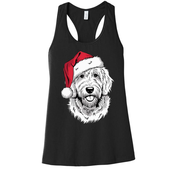 Joyful Doodle Santa Dog On Golden Doodle Christmas Women's Racerback Tank