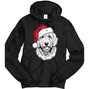 Joyful Doodle Santa Dog On Golden Doodle Christmas Tie Dye Hoodie