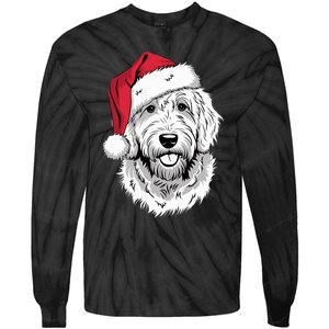 Joyful Doodle Santa Dog On Golden Doodle Christmas Tie-Dye Long Sleeve Shirt