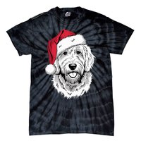 Joyful Doodle Santa Dog On Golden Doodle Christmas Tie-Dye T-Shirt