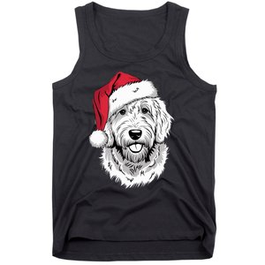 Joyful Doodle Santa Dog On Golden Doodle Christmas Tank Top