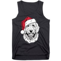 Joyful Doodle Santa Dog On Golden Doodle Christmas Tank Top