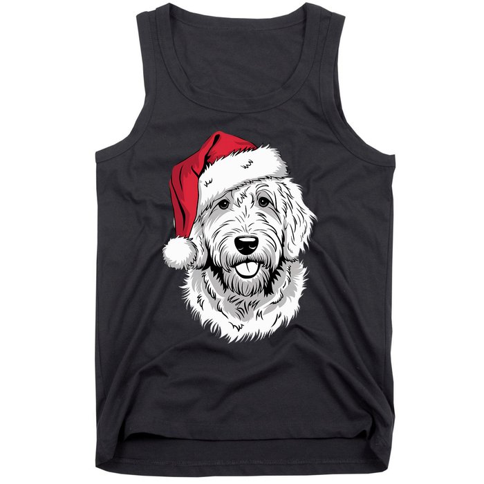 Joyful Doodle Santa Dog On Golden Doodle Christmas Tank Top