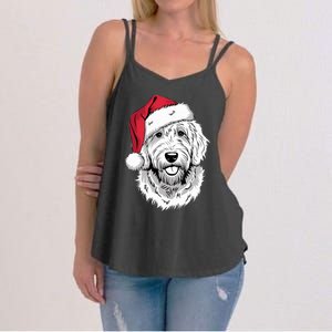 Joyful Doodle Santa Dog On Golden Doodle Christmas Women's Strappy Tank