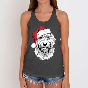 Joyful Doodle Santa Dog On Golden Doodle Christmas Women's Knotted Racerback Tank