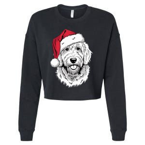 Joyful Doodle Santa Dog On Golden Doodle Christmas Cropped Pullover Crew