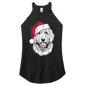 Joyful Doodle Santa Dog On Golden Doodle Christmas Women's Perfect Tri Rocker Tank