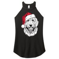 Joyful Doodle Santa Dog On Golden Doodle Christmas Women's Perfect Tri Rocker Tank