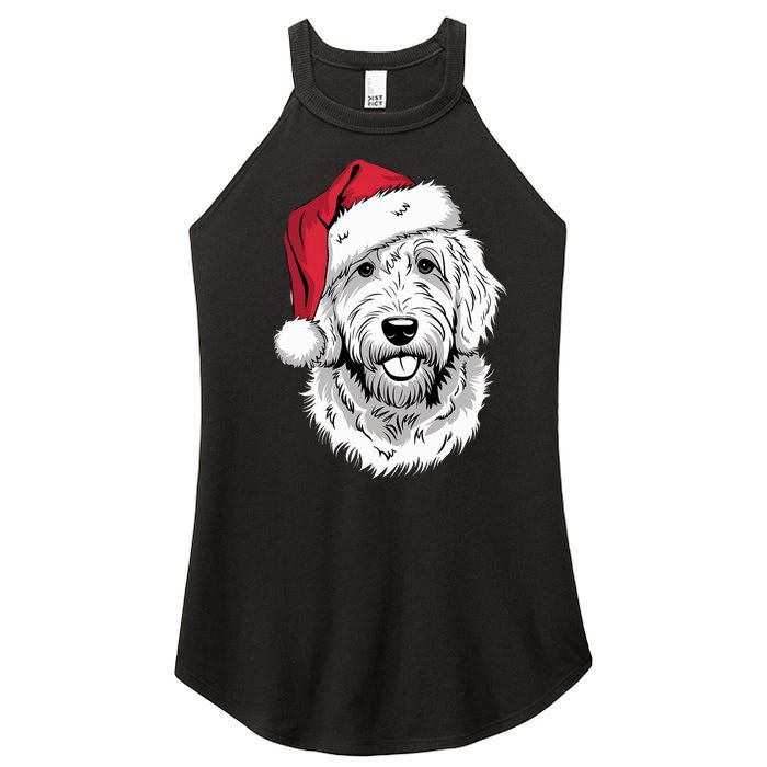 Joyful Doodle Santa Dog On Golden Doodle Christmas Women's Perfect Tri Rocker Tank