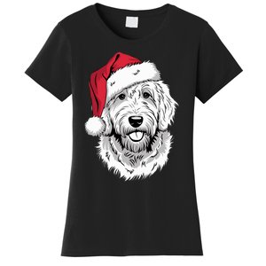 Joyful Doodle Santa Dog On Golden Doodle Christmas Women's T-Shirt