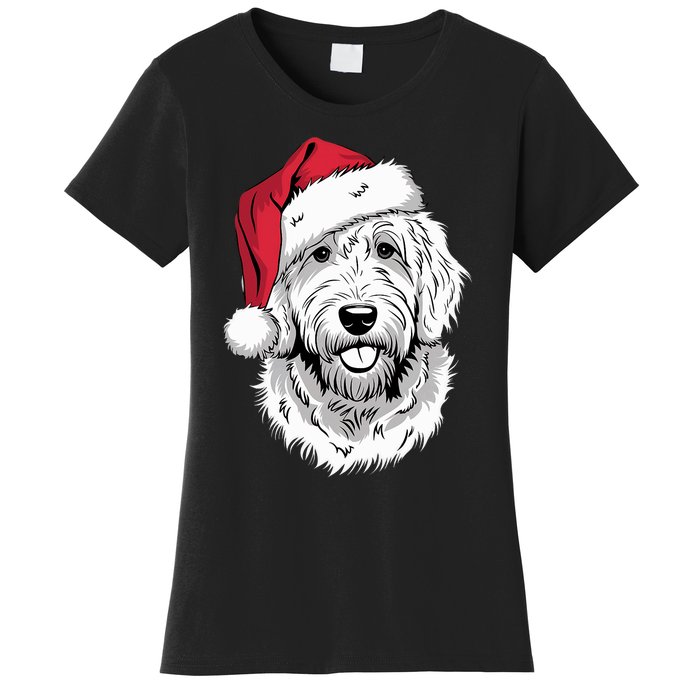 Joyful Doodle Santa Dog On Golden Doodle Christmas Women's T-Shirt