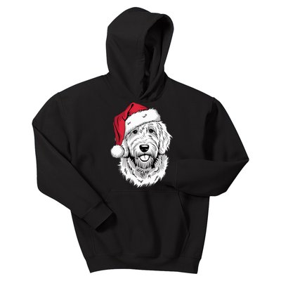 Joyful Doodle Santa Dog On Golden Doodle Christmas Kids Hoodie