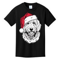 Joyful Doodle Santa Dog On Golden Doodle Christmas Kids T-Shirt