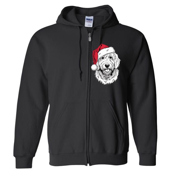 Joyful Doodle Santa Dog On Golden Doodle Christmas Full Zip Hoodie