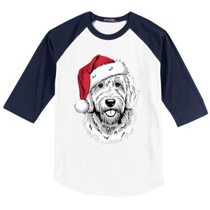 Joyful Doodle Santa Dog On Golden Doodle Christmas Baseball Sleeve Shirt